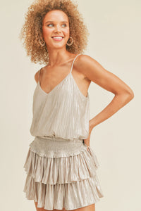 RESET BY JANE: DESIREE SMOCKED SHIMMER SET - GREY/SILVER