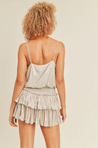 RESET BY JANE: DESIREE SMOCKED SHIMMER SET - GREY/SILVER