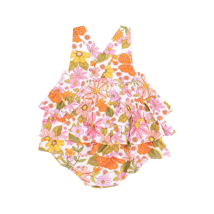 ANGEL DEAR: RUFFLE SUNSUIT - BOHO BEACHY FLORAL