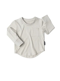 LITTLE BIPSY: LONG SLEEVE BAMBOO POCKET TEE - FOG