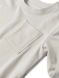 LITTLE BIPSY: LONG SLEEVE BAMBOO POCKET TEE - FOG