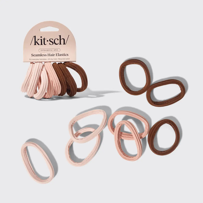 KITSCH: SEAMLESS HAIR ELASTICS 8PC SET- ROSEWOOD