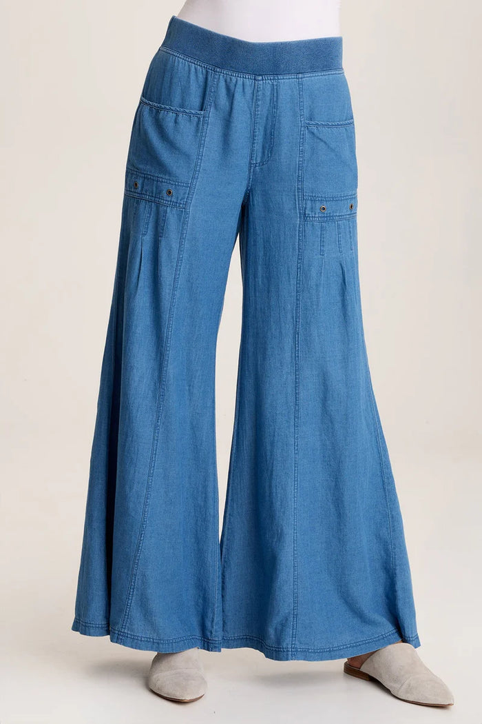 XCVI: FLORENTINE MOCK-DENIM WIDE-LEG PANT - ETIOLATE WASH