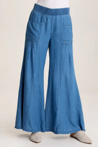 XCVI: FLORENTINE MOCK-DENIM WIDE-LEG PANT - ETIOLATE WASH