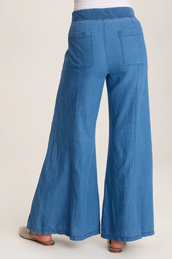 XCVI: FLORENTINE MOCK-DENIM WIDE-LEG PANT - ETIOLATE WASH
