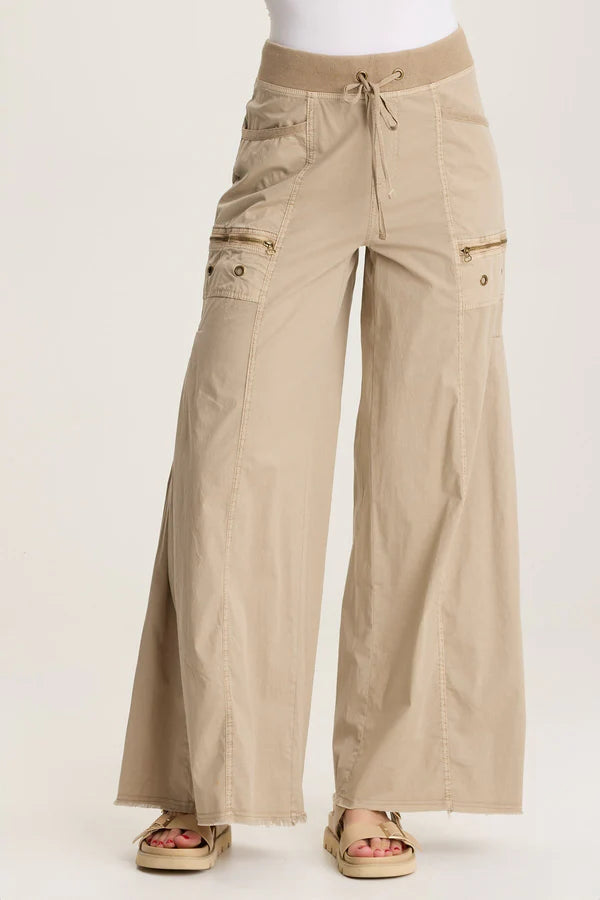 XCVI: COLINE POPLIN WIDE LEG PANT - TANGLEWOOD PIGMENT