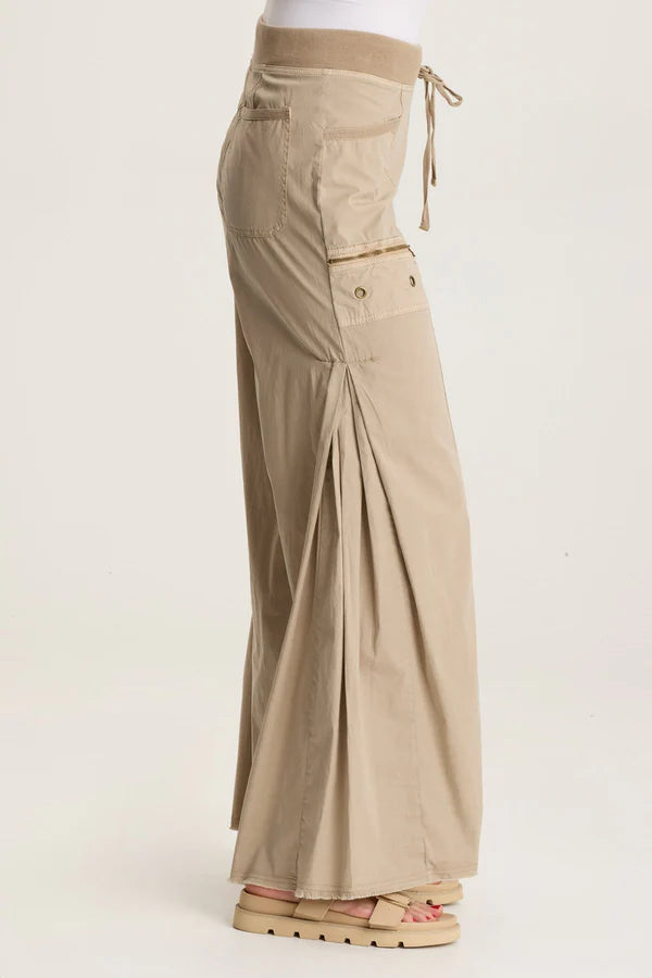 XCVI: COLINE POPLIN WIDE LEG PANT - TANGLEWOOD PIGMENT
