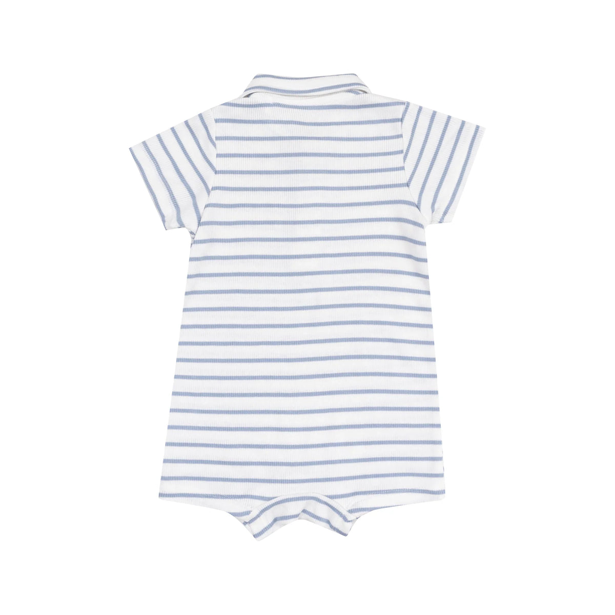 ANGEL DEAR: FRENCH STRIPE POLO SHORTIE - DUSTY BLUE