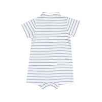 ANGEL DEAR: FRENCH STRIPE POLO SHORTIE - DUSTY BLUE