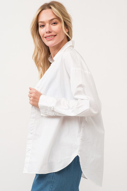 WHITE BUTTON FRONT SHIRT