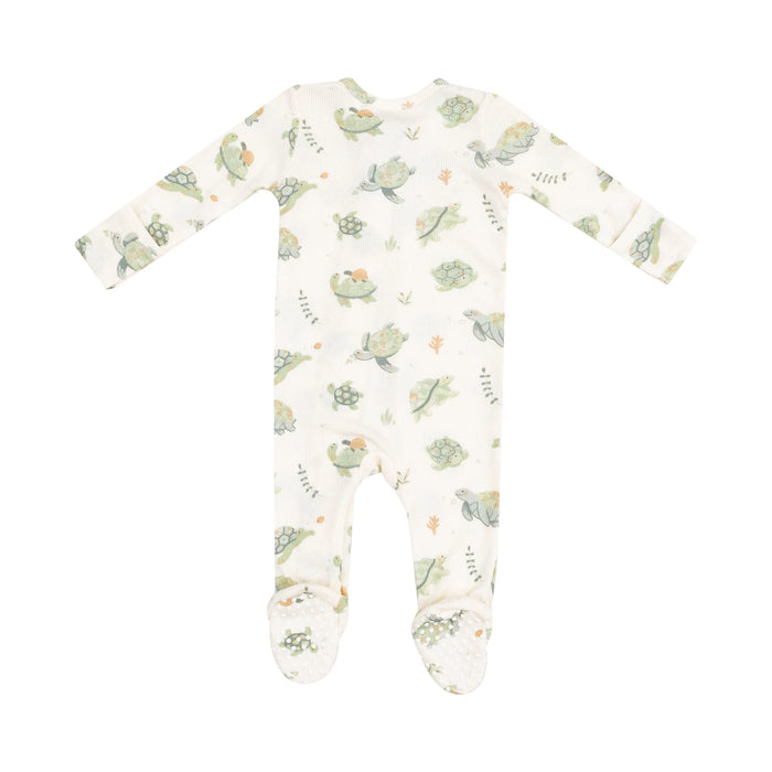 ANGEL DEAR: 2 WAY ZIPPER FOOTIE - SEA TURTLES