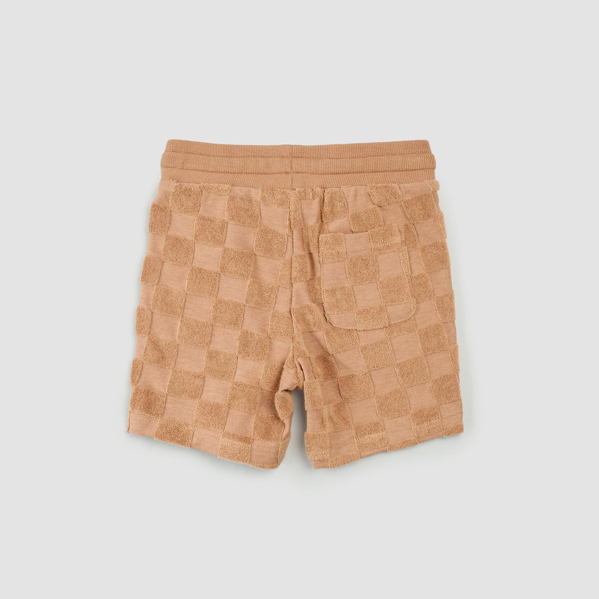MILES THE LABEL: EMBOSSED CHECKERBOARD TERRY CLOTH TOP & SHORTS SET - ROSEWOOD