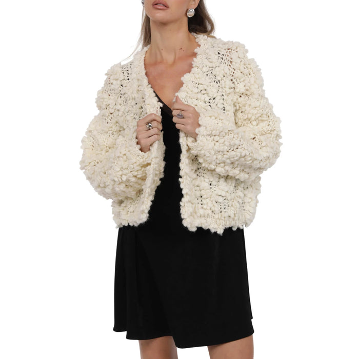 SAGE THE LABEL: BOMBSHELL CHUNKY YARN CARDIGAN - CREAM
