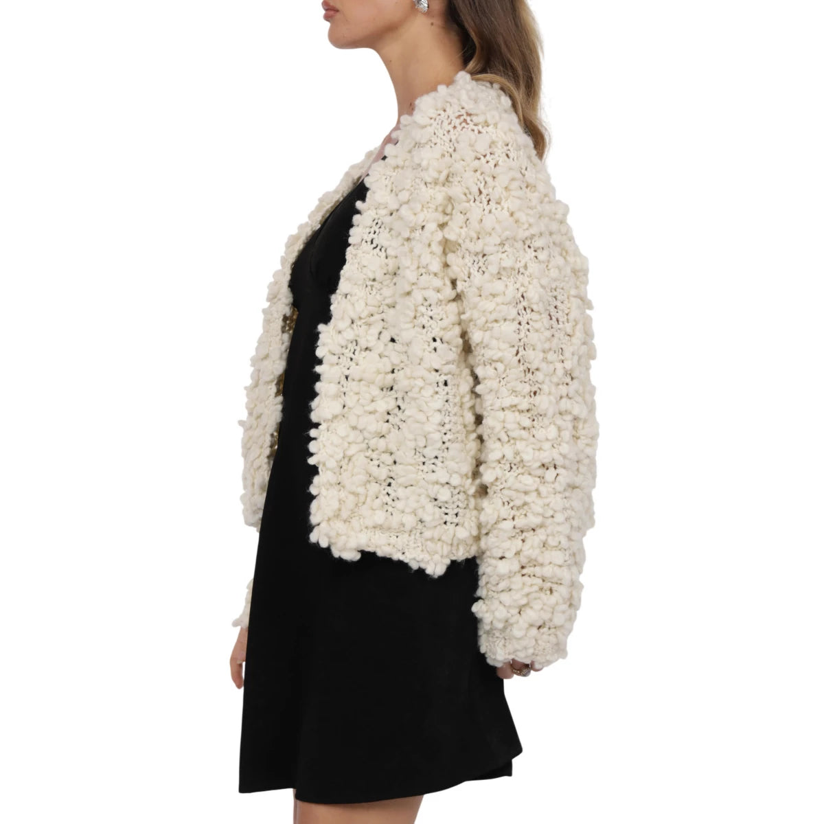 SAGE THE LABEL: BOMBSHELL CHUNKY YARN CARDIGAN - CREAM