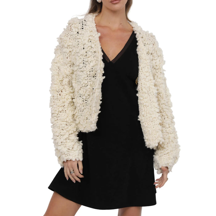 SAGE THE LABEL: BOMBSHELL CHUNKY YARN CARDIGAN - CREAM