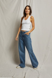 PERFECTWHITETEE: BLONDIE STRUCTURED RIB BRA FRIENDLY TANK - WHITE