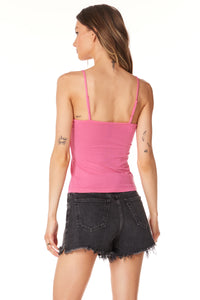 BOBI: SHIRRED FRONT CAMI - TROPICAL PINK