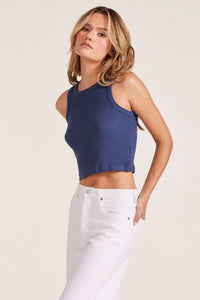 BOBI: CROP RIB TANK - PACIFIC BLUE