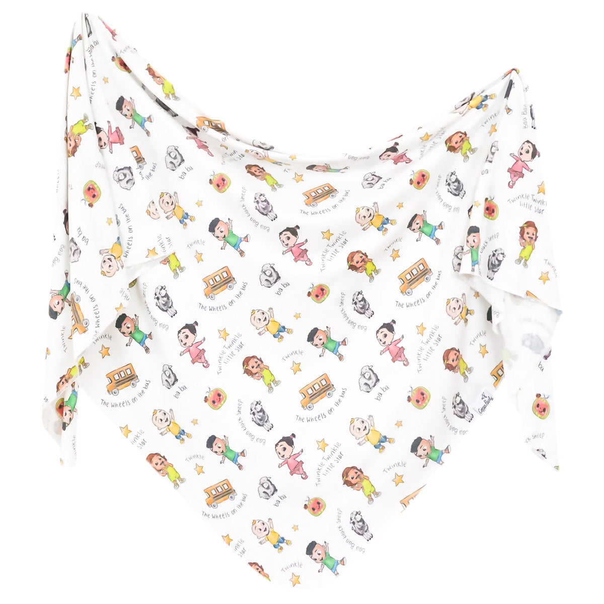 COPPER PEARL: COCOMELON FRIENDS KNIT SWADDLE BLANKET