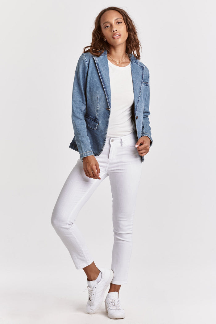 DEAR JOHN: MINAH DENIM BLAZER JACKET - SANTOS