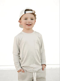 LITTLE BIPSY: LONG SLEEVE BAMBOO POCKET TEE - FOG