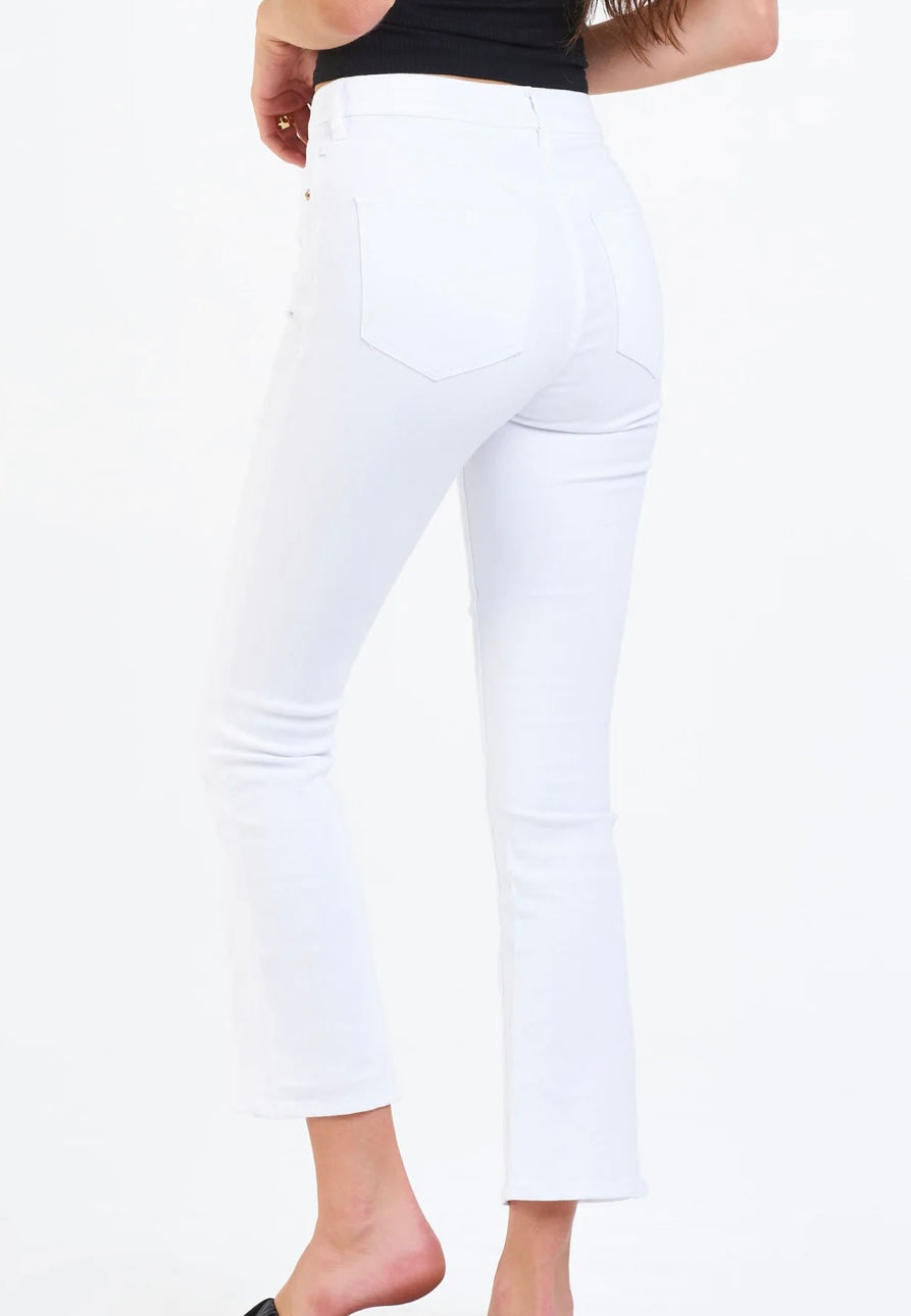 DEAR JOHN DENIM: JEANNE SUPER HIGH RISE CROPPED FLARE JEANS - OPTIC WHITE