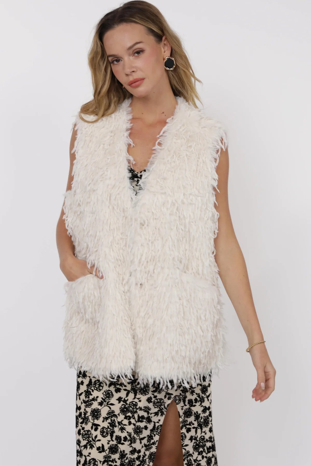 SAGE THE LABEL: TRAILBLAZER FRINGE FUR LONG VEST