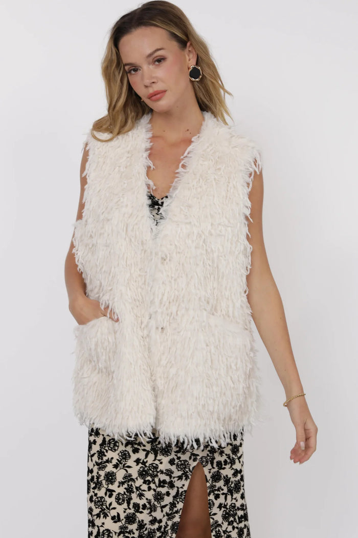 SAGE THE LABEL: TRAILBLAZER FRINGE FUR LONG VEST