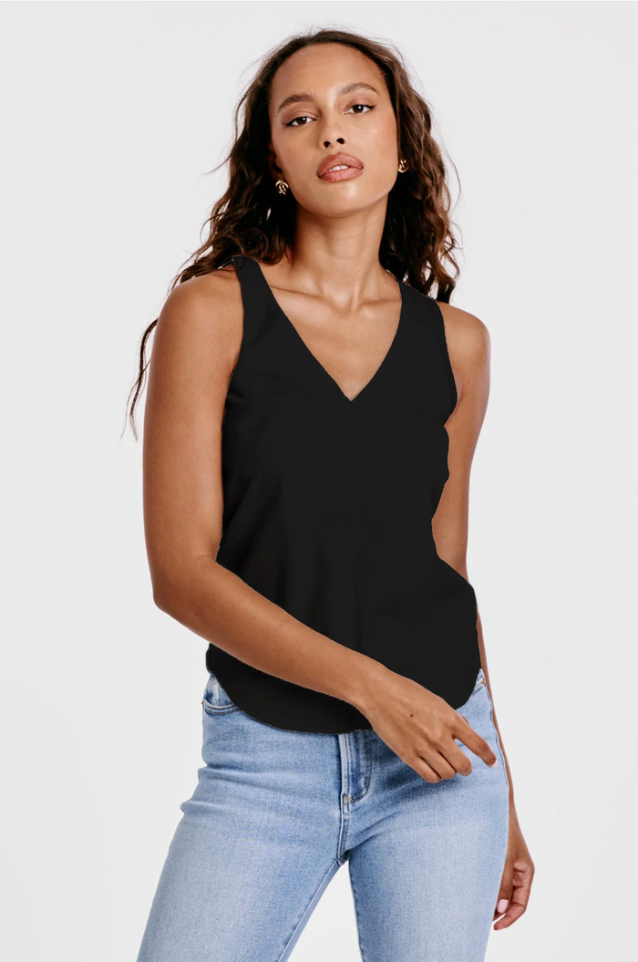 DEAR JOHN: SUSANA MIX MEDIA TANK - BLACK VEGAN LEATHER