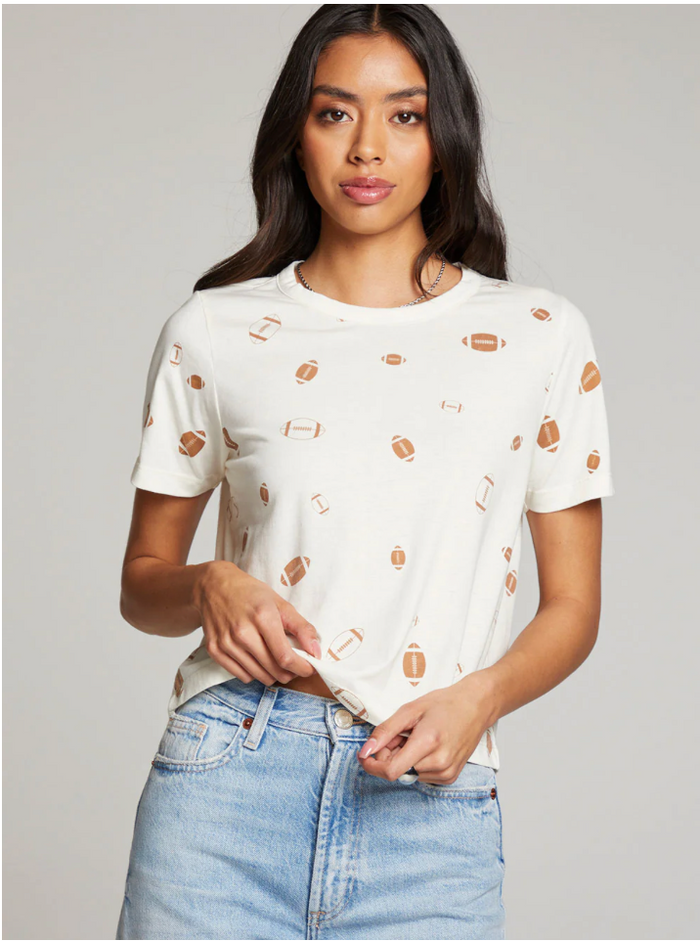CHASER: FOOTBALL PARTY EMBROIDERY TEE - WHITE