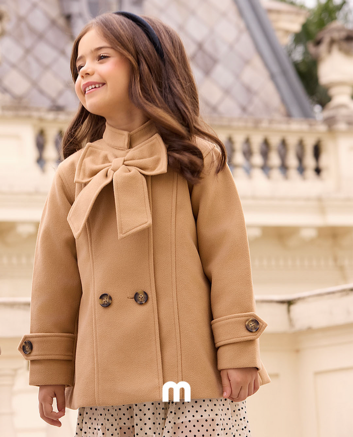MILON: PEACOAT WITH REMOVABLE BOW - TAMARIND