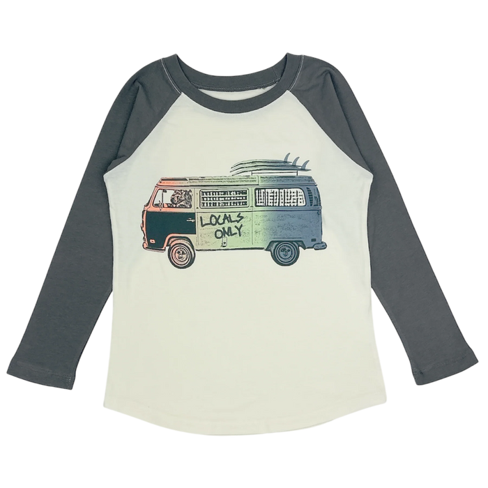 TINY WHALES: SURF MOBILE RAGLAN - NATURAL / VINTAGE BLACK