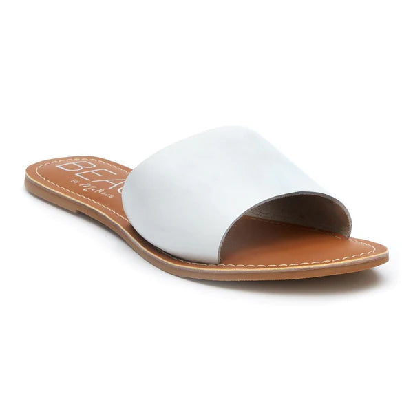 BEACH BY MATISSE: CABANA SLIDE SANDAL - WHITE LEATHER