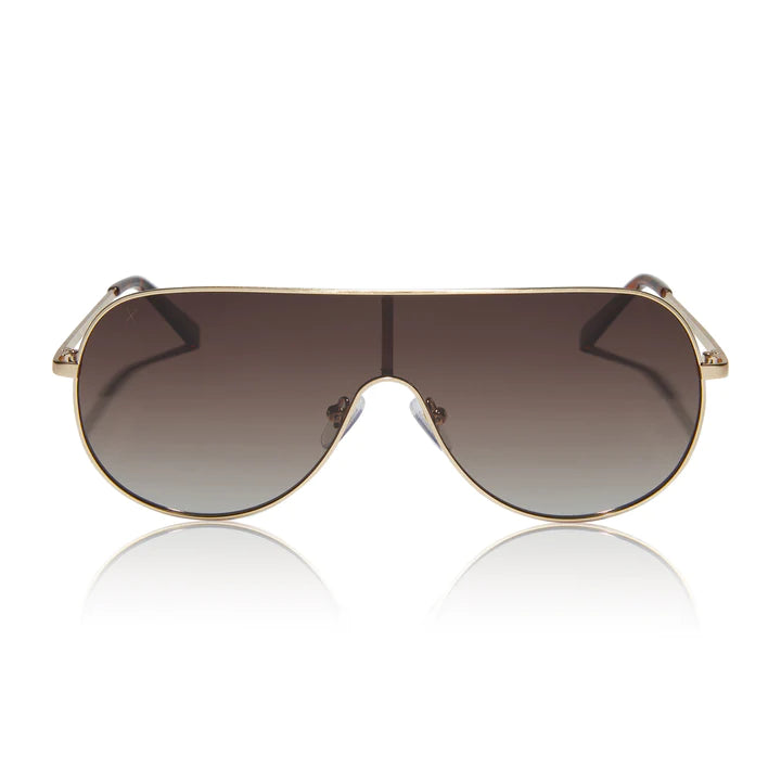 DIME: TARZANA BRUSHED GOLD + BROWN GRADIENT POLARIZED SUNGLASSES