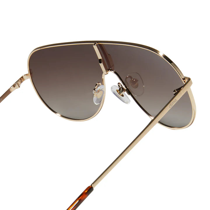 DIME: TARZANA BRUSHED GOLD + BROWN GRADIENT POLARIZED SUNGLASSES