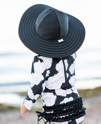 RUFFLE BUTTS/RUGGED BUTTS: SUN PROTECTIVE SWIM HAT - BLACK/BLACK