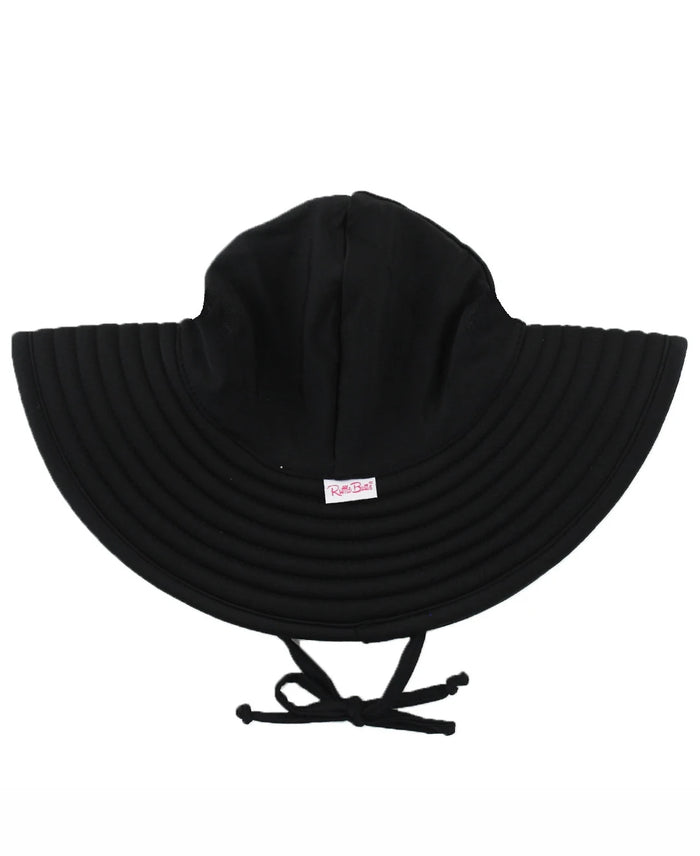 RUFFLE BUTTS/RUGGED BUTTS: SUN PROTECTIVE SWIM HAT - BLACK/BLACK