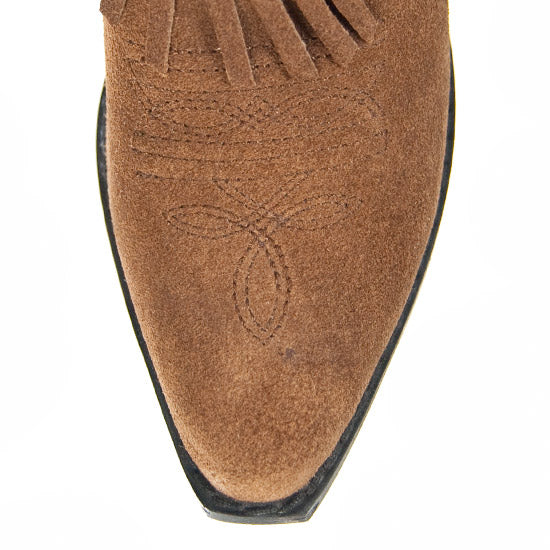 SMOKY MOUNTAIN BOOTS: YOUTH GIRLS' WISTERIA SUEDE FRINGE WESTERN BOOTS - BROWN