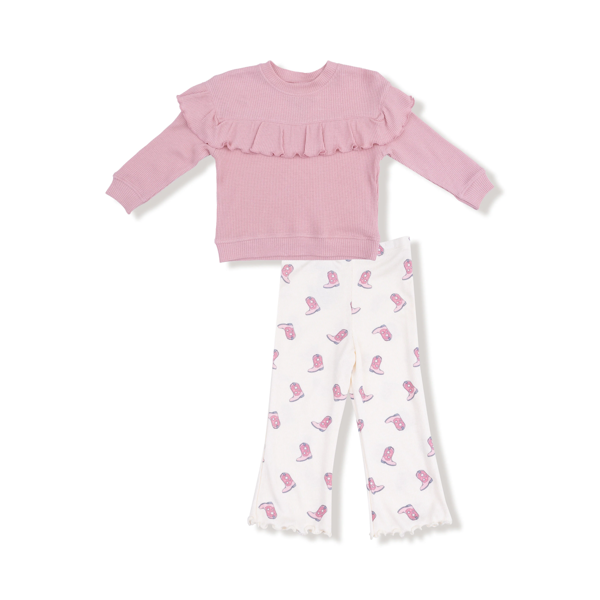 ANGEL DEAR: RUFFLE TOP AND FLARE PANT - PETITE COWGIRL BOOTS