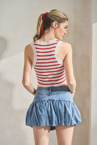 DENIM BUBBLE MIMI SKIRT - LIGHT DENIM