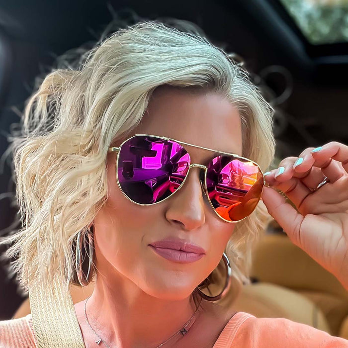 DIFF EYEWEAR: DASH GOLD AND SUNSET GRADIENT FLASH SUNGLASSES