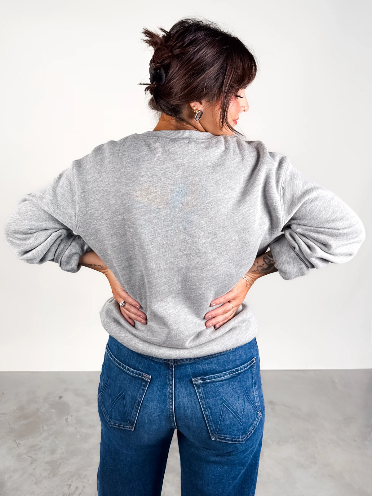 PROJECT SOCIAL T: 'TOUCHDOWN/TAILGATE' REVERSIBLE SWEATSHIRT- HEATHER GREY