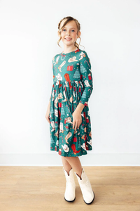MILA & ROSE: WESTERN WONDERLAND LONG SLEEVE POCKET TWIRL DRESS