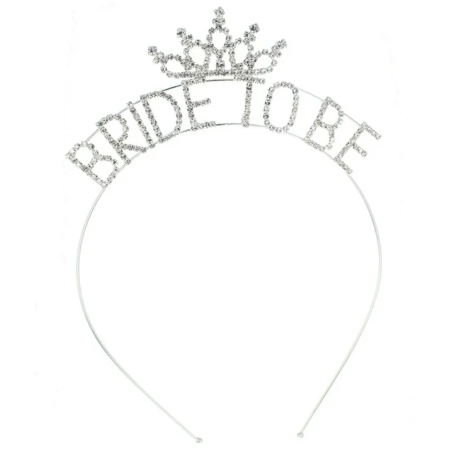 BRIDE TO BE CRYSTAL TIARA HEADBAND - SILVER