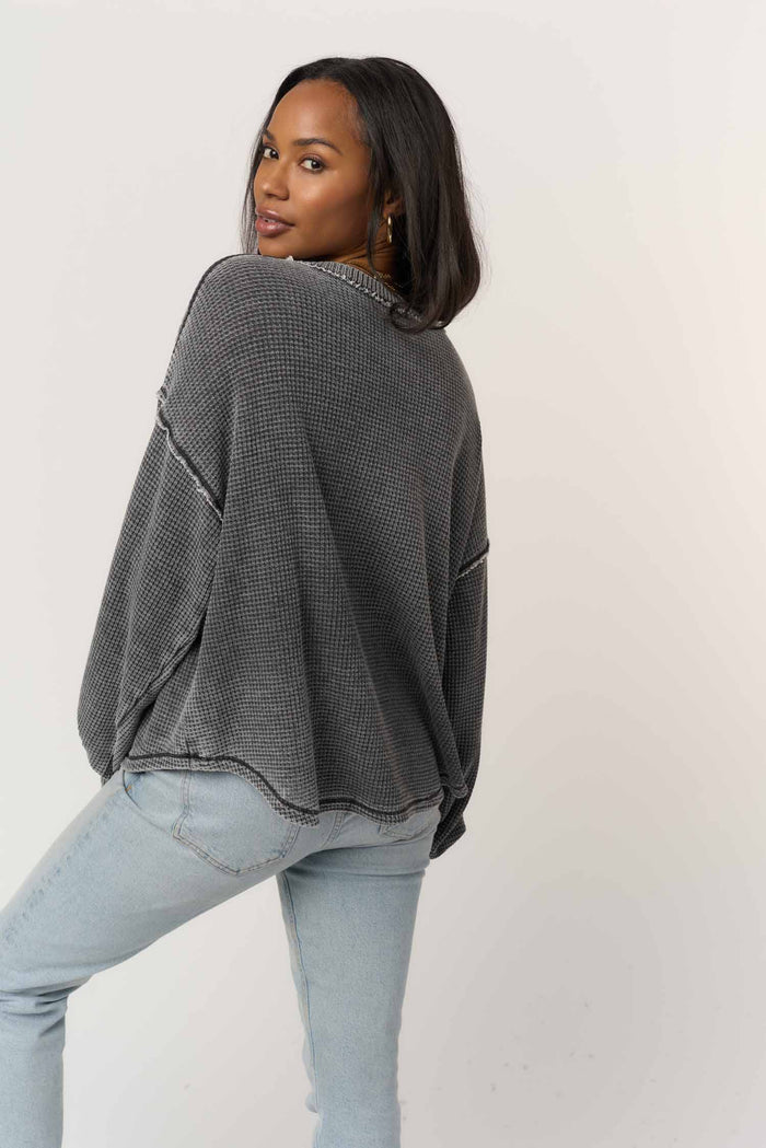 PROJECT SOCIAL T: RHIYA BURNOUT THERMAL LONGSLEEVE - BURNOUT BLACK