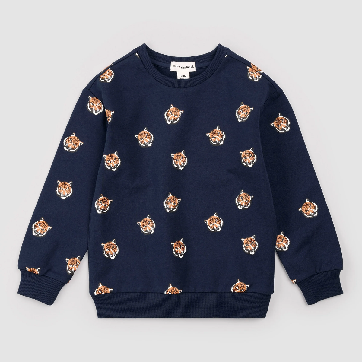 MILES THE LABEL: GO TIGERS PRINT ON BLUE SWEATSHIRT - NAVY