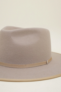 OLIVE & PIQUE: LOTUS - 100% WOOL FELT SATIN LINED STRUCTURED RANCHER HAT - BEIGE