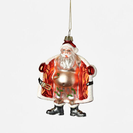 GLASS "FLASHER SANTA" ORNAMENT - 5"
