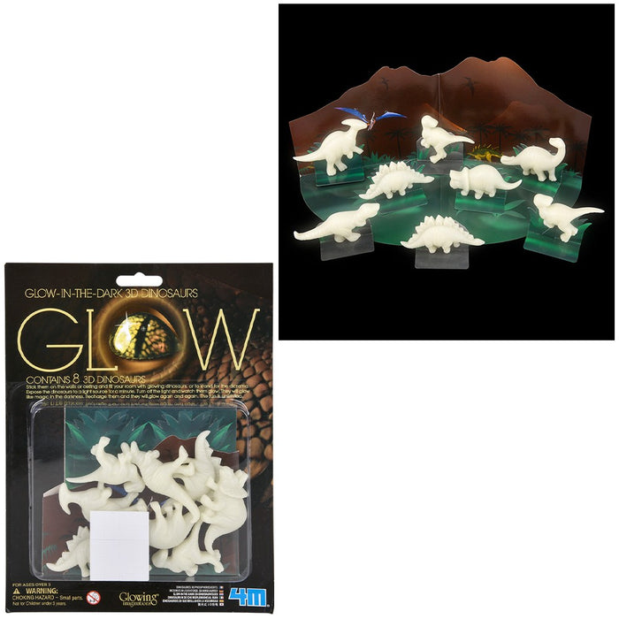 GLOW-IN-THE-DARK 3D DINOSAURS (9-PIECE)