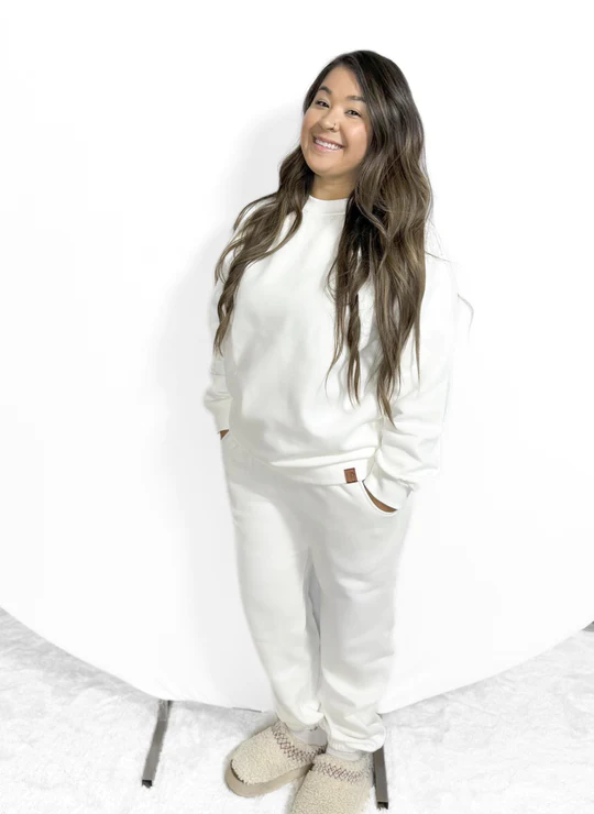 LITTLE BIPSY: ADULT ELEVATED SWEATPANT - LILY WHITE